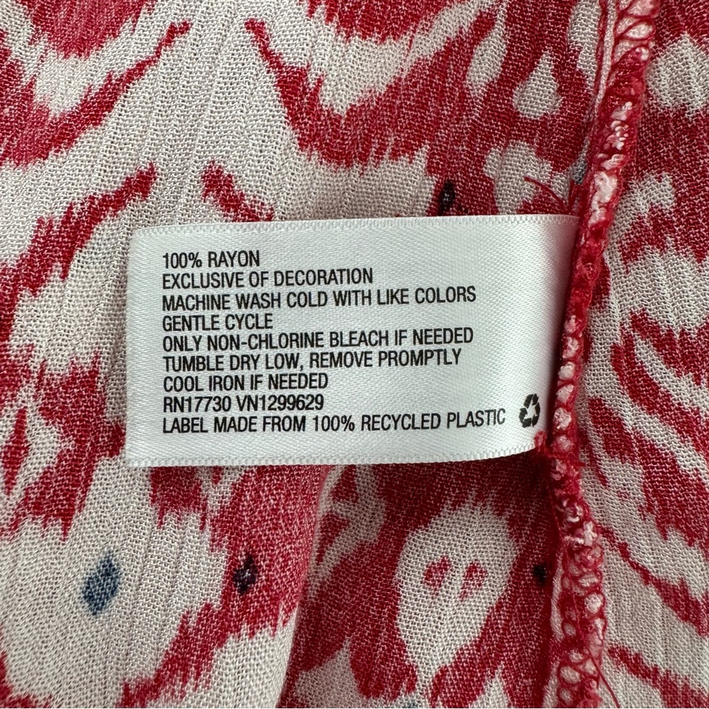 Knox Rose Dress Womens Large Midi Maxi Red White Button Front Short Sleeve Boho - Picture 15 of 15